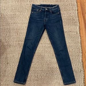 Skinny Ankle High Waist Button Up Fly Jeans